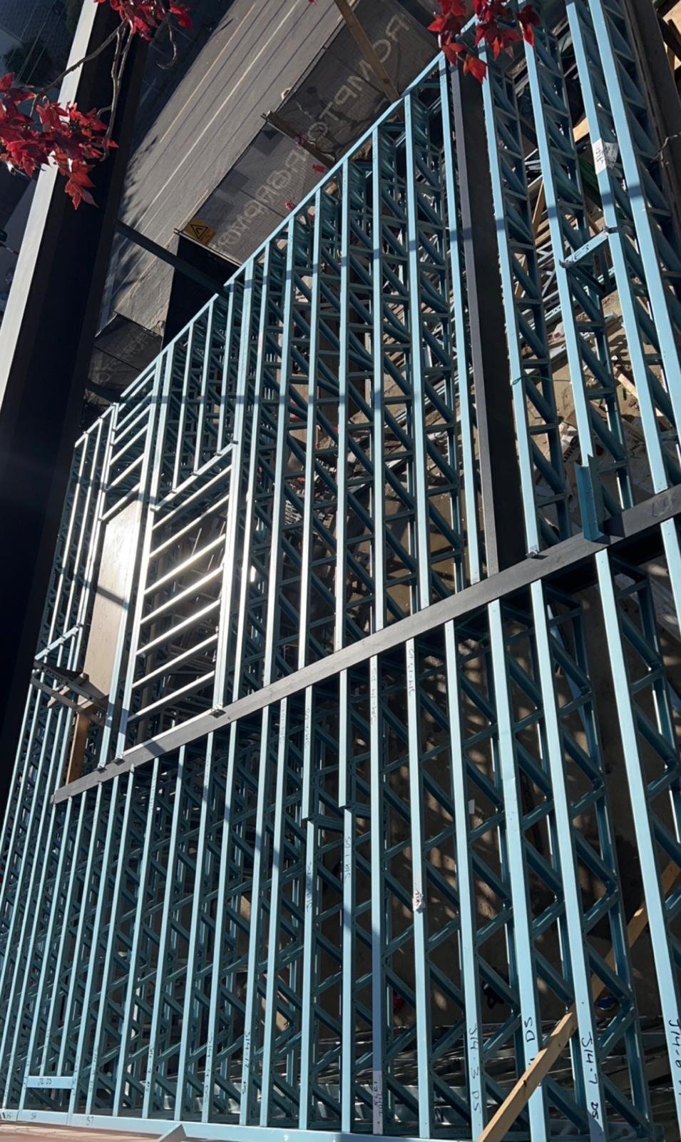 Steel wall frames and floor joists on a multi-level build in Victoria