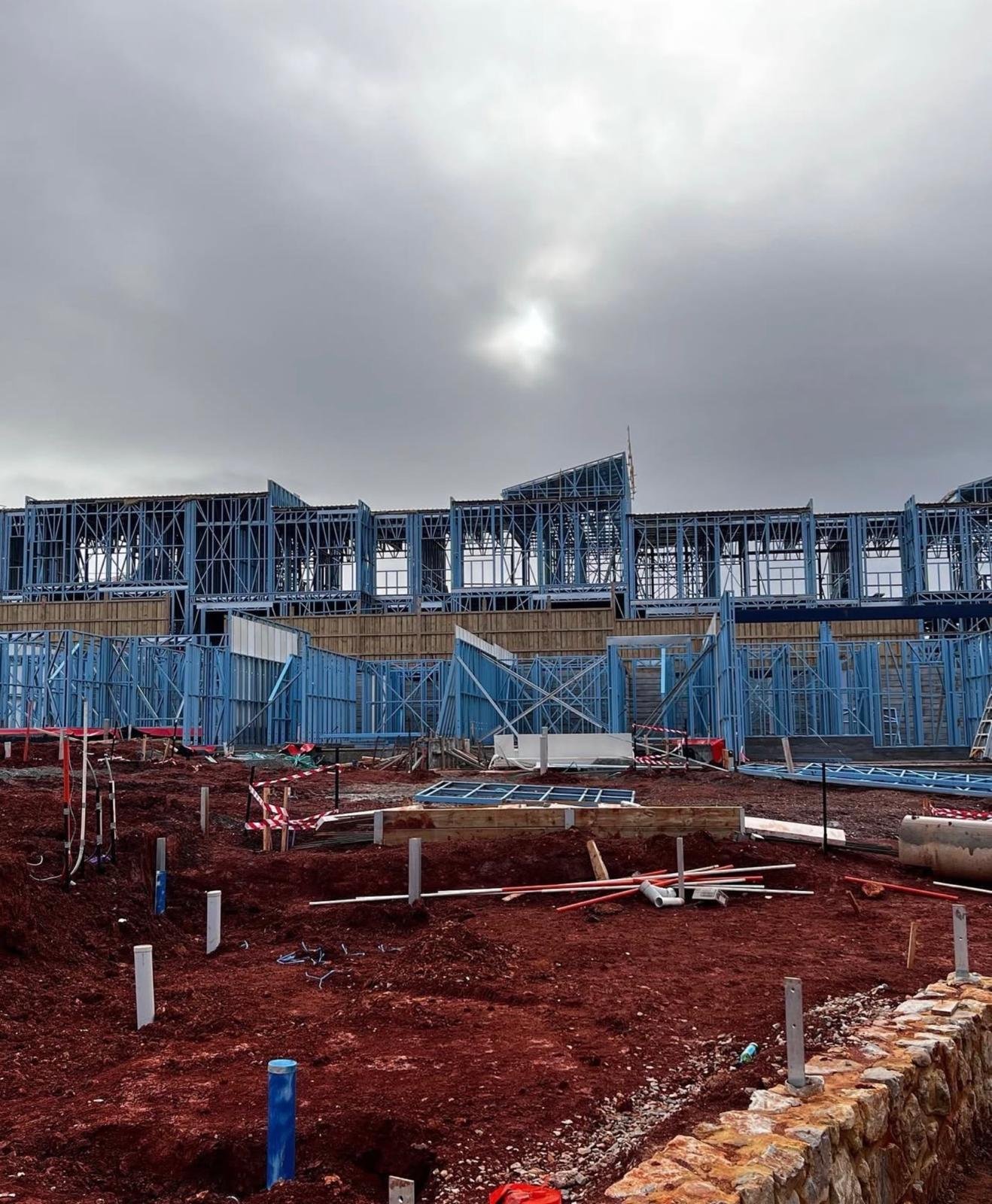 Full steel frame-up across a large residential development in Victoria